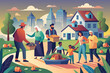 Vibrant Community Farmers Market in Urban Park Illustration
