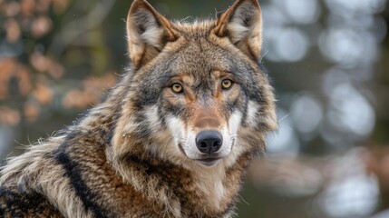  gray wolf portrait, The Wolf’s Mesmerizing Stare. Generative AI
