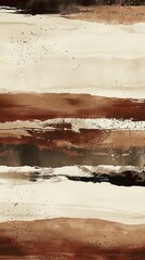 Poster - Brown and white stripes abstract painting