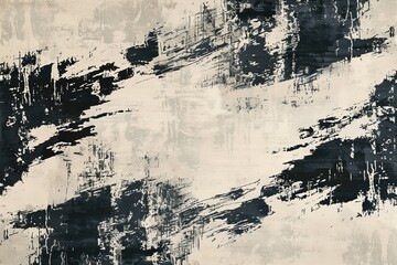 Poster - Black and white abstract painting on a wall