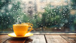 © Anthichada - A coffee cup or hot tea on a rainy day. Relaxing, Rest, Aromatic, Rainy day