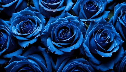 Wall Mural - Silk beautiful blue fresch roses multitude macro