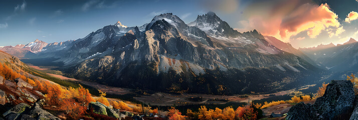 Wall Mural - Panorama mountain autumn landscape