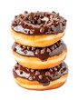 Chocolate donuts isolated on transparent background. Png format