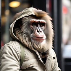 Canvas Print - monkey in the streetmonkey street