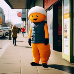 Wall Mural - a vertical shot of cute boy in yellow suits suit