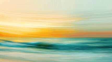 Naklejka na meble Panoramic sunset on the beach seascape with abstract motion blur effect. AI generated image