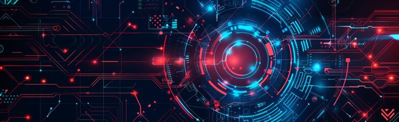 Poster - blue background with digital data and technology elements, cyber security concept abstract futuristi