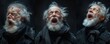 © corkmaxim - Collage of old man with long white beard and gray hair. Ai generated