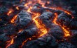 Burning lava in the heat of the coals. Abstract background
