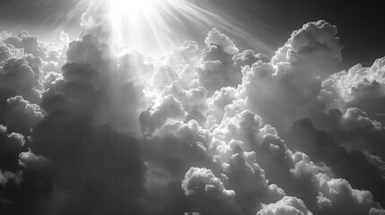 Wall Mural - Soft sunlight filters through the clouds, creating delicate shadows and highlighting their ethereal forms. 