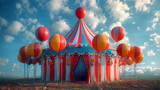 Fototapeta  - Circus tent with balloons