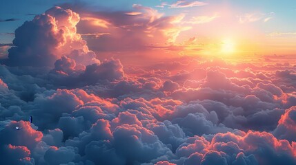 Wall Mural - Sunlight gently illuminates the edges of the clouds, adding depth and texture to the scene.