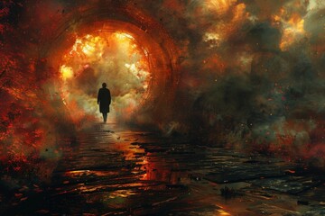 Wall Mural - The son's words serve as beacons, guiding his father through the labyrinth of memories. 