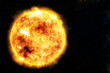 The sun from space on a dark background. Elements of this image furnished by NASA