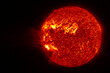 The sun from space on a dark background. Elements of this image furnished by NASA