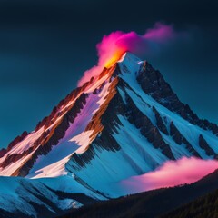 Wall Mural - colorful sunrise over mountain peak with clouds