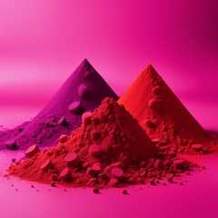 Canvas Print - colorful powder in the form of a pyramid red, pink and yellow, bright, bright color.