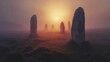 A magical aura envelops the ancient stone circle as mist dances at dawn, beckoning tales of druids and ancient ceremonies.
