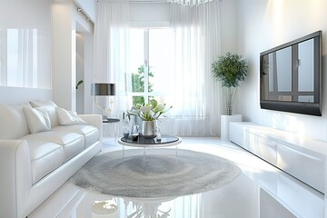 contemporary bright stylish interior . 3D rendering