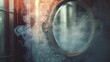Capture eerie ghostly figures in an antique mirror, using a blurred effect to intensify the paranormal aura for ghost hunting.