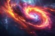 A swirling vortex of neon colors against a dark background, reminiscent of a digital galaxy.