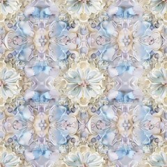 Poster - Elegant Floral Kaleidoscope Pattern in Pastel Tones