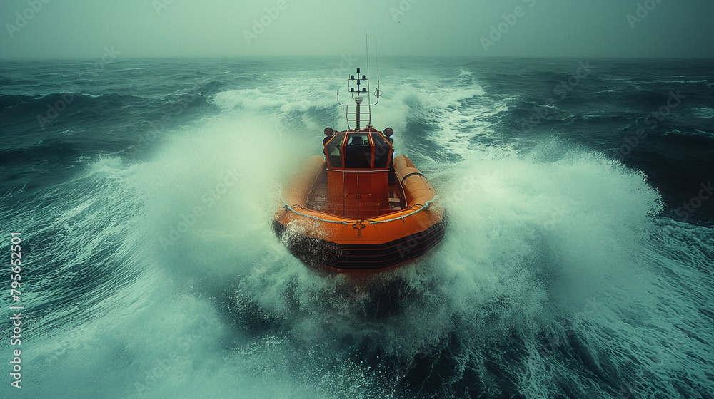 Perilously 3. Rescue at Sea: A rescue boat navigates treacherous waters, its crew ...