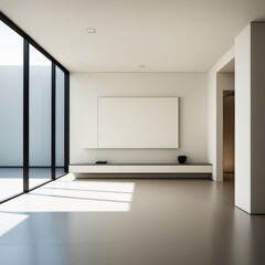 Wall Mural - empty living room with a modern white poster