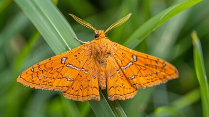 Poster - Moth resting on leaf in field