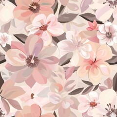 Sticker - Pastel Floral Pattern Background - Elegant Blooms Design