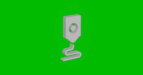 Poster - Animation of rotation of a white 3D printer symbol with shadow. Simple and complex rotation. Seamless looped 4k animation on green chroma key background