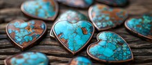 A Collection Of Blue And Brown Heart Shaped Stones