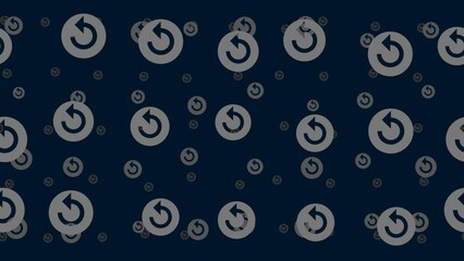 Poster - Replay media symbols float horizontally from left to right. Parallax fly effect. Floating symbols are located randomly. Seamless looped 4k animation on dark blue background