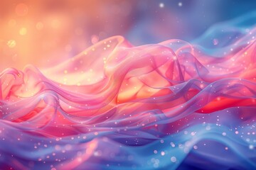 Poster - An abstract image capturing the movement of colorful fabric undulating in a vivid, dreamlike scape representing flow and creativity