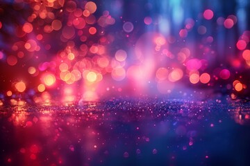 Poster - This image captures the mesmerizing effect of colourful bokeh lights, reflecting off a glitter-infused surface creating a dreamy abstract background