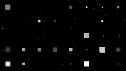 Poster - Template animation of evenly spaced rounded square symbols of different sizes and opacity. Animation of transparency and size. Seamless looped 4k animation on black background with stars