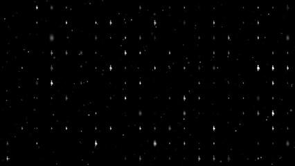 Poster - Template animation of evenly spaced pregnant woman symbols of different sizes and opacity. Animation of transparency and size. Seamless looped 4k animation on black background with stars