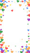 Rainbow colored scattered hearts. LGBT valentine