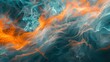 © mikeosphoto - Aquatic fire wave synthesis, artfully blending fluid aqua tones with fiery orange waveforms, suggesting a surreal fusion of water and flame in motion