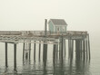 A pier in fog on Beals Island, Maine