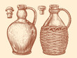 Clay Jars for wine and oil. Hand drawn sketch vintage vector illustration