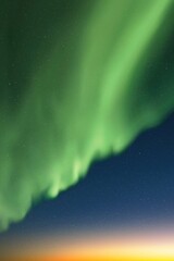 Sticker - green aurora borealis. northern lights and dark night starry sky