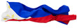 Dynamically Waving Flag of the Philippines with Sun and Stars on Blue and Red