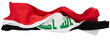 Vividly Waving Flag of Iraq with Green Arabic Calligraphy on White Stripe