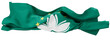 Vibrant Green Macao Flag with Lotus Flower and Stars in Dynamic Flutter