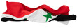 Dynamic Red and White Flag of Syria with Green Stars Waving in the Wind