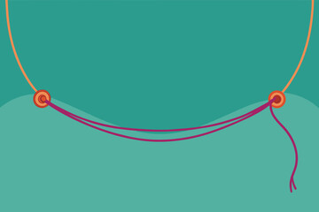 Poster - An illustration of a simplified bowstring and arrow on a teal background.