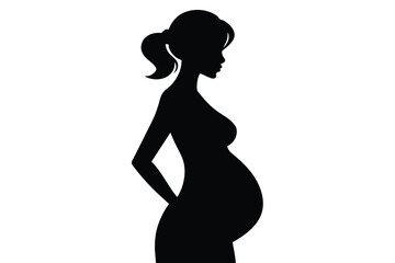 Pregnant woman black icon on white background. Pregnant woman silhouette