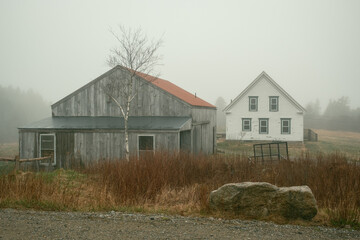 Canvas Print - A foggy scene on Beals Island, Maine